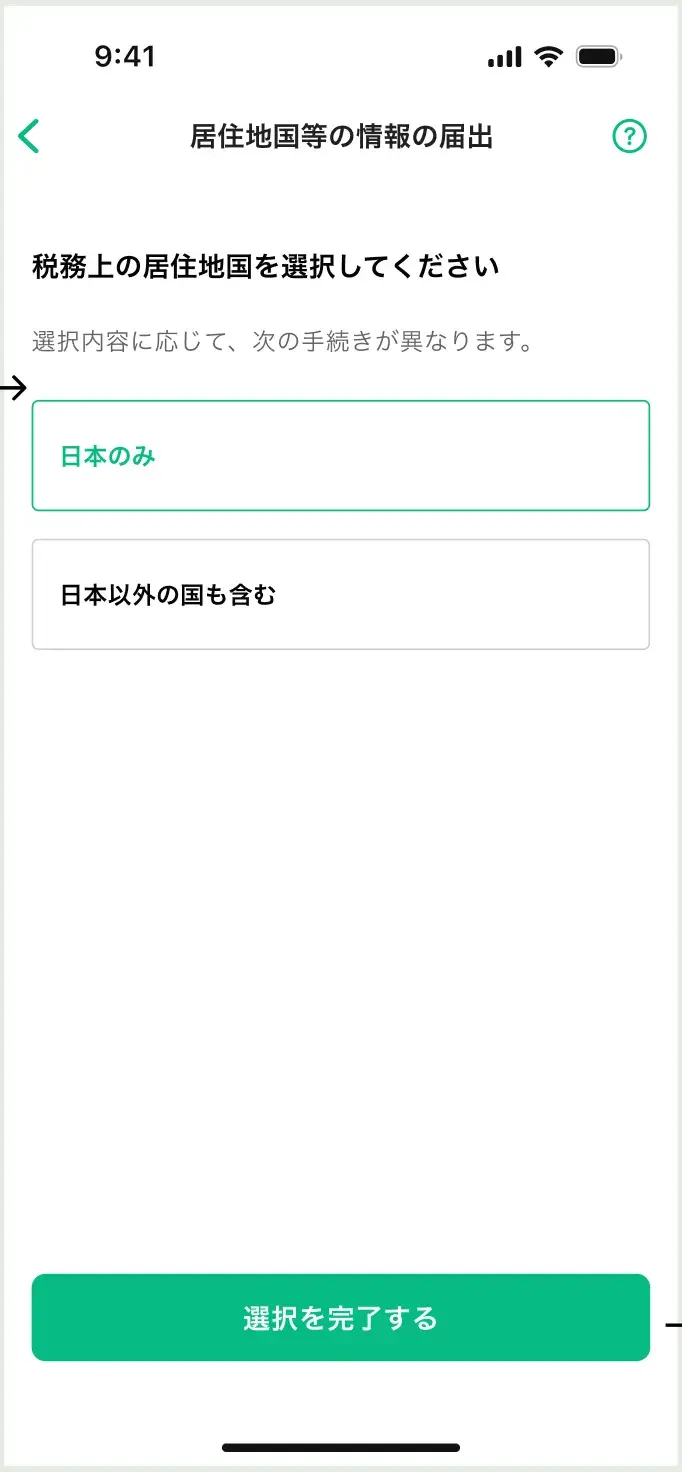 CARFに関する確認画面