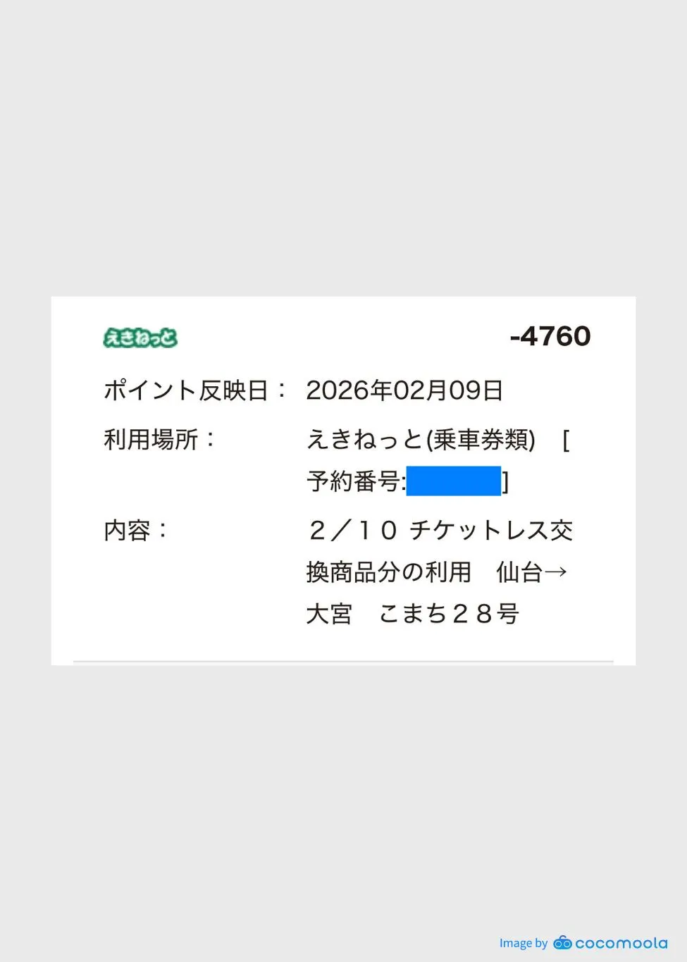 ルミネカード-えきねっとポイント利用履歴